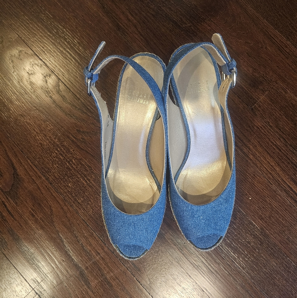 Stylish Blue Peep-Toe Slingback Heels